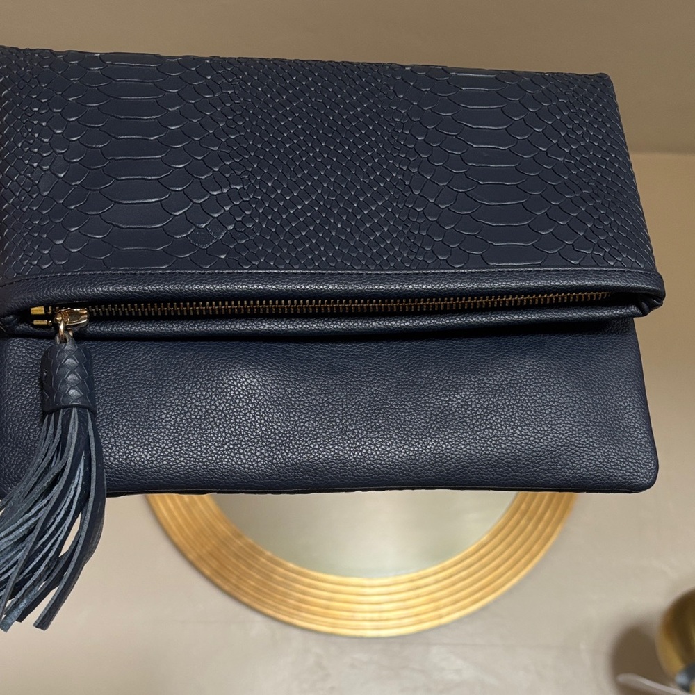 Gigi New York Elegant Black Clutch with Tassel and strap